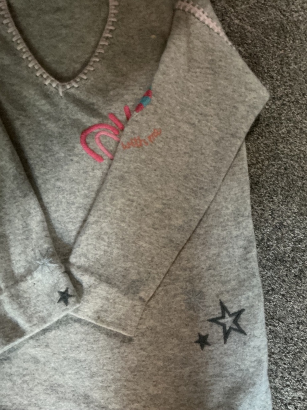 Johnny Was Cashmere Gray Sweater with Embroidery Size L - Picture 9 of 16